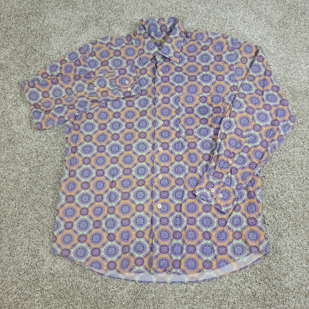 Alan Flusser Mens Large Multicolor AOP Floral Button Down Long Sleeve - Picture 2 of 6